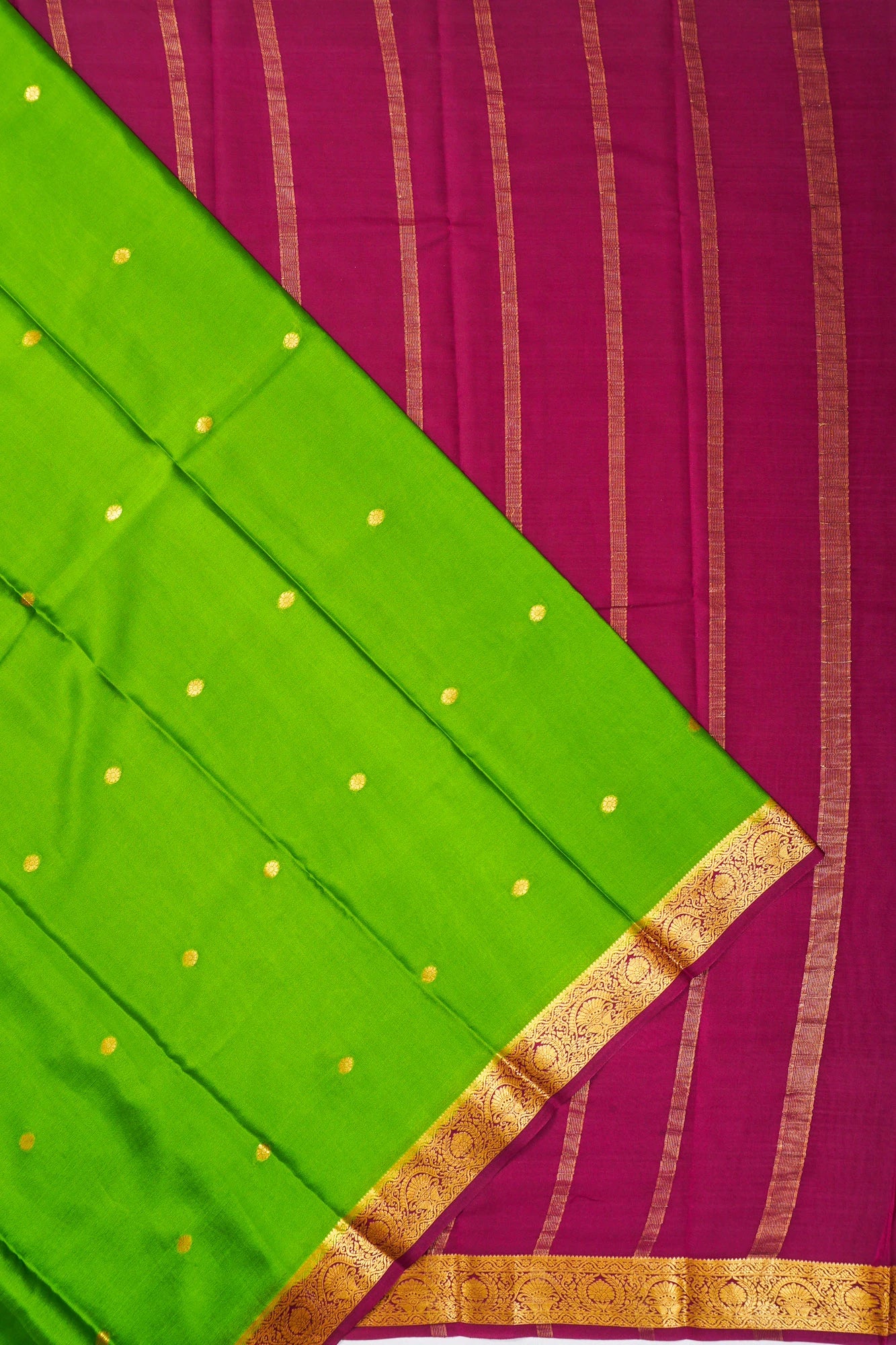 Mysore Silk Butta Green Saree