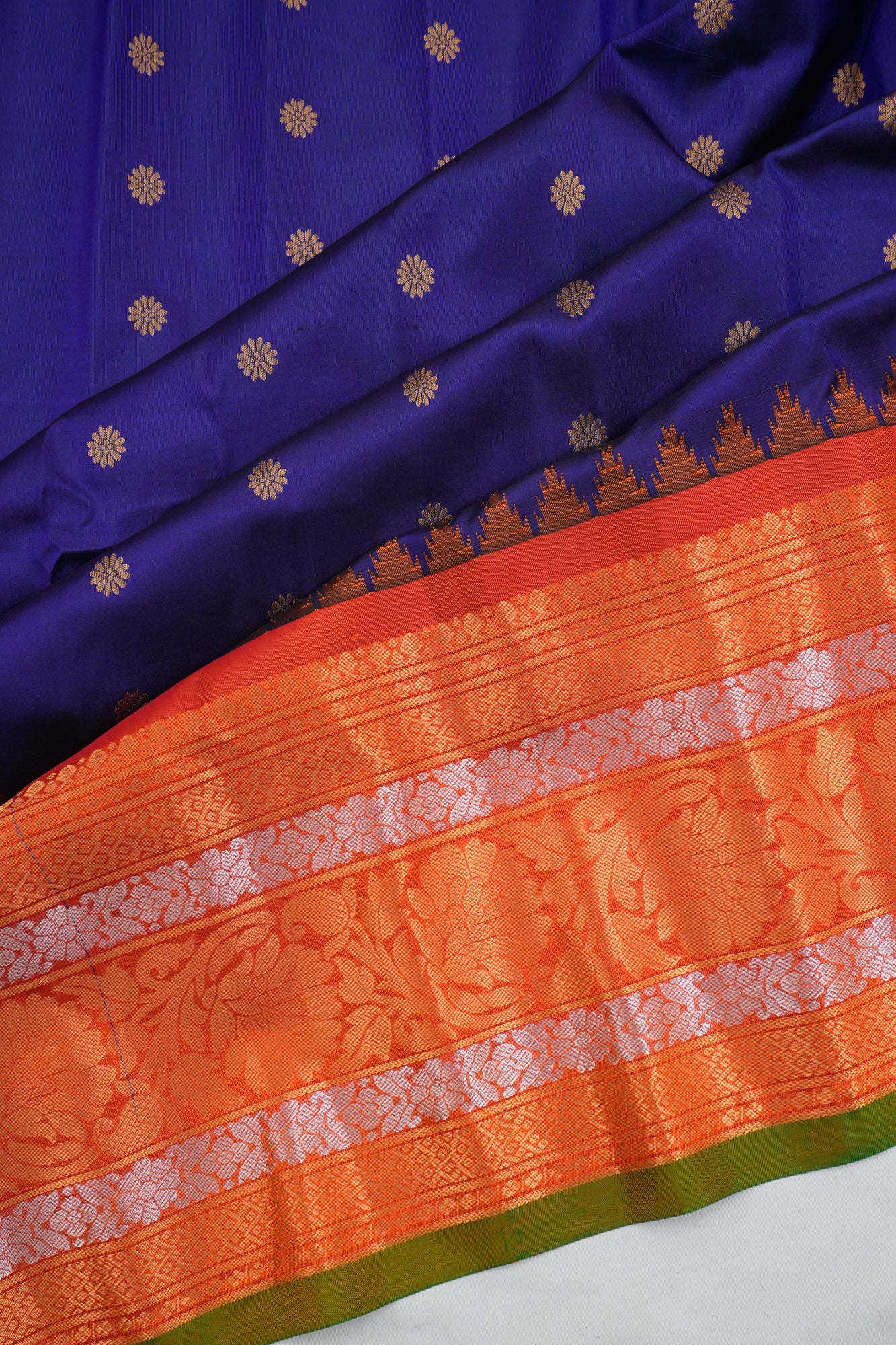 Gadwal Silk Butta Blue Saree