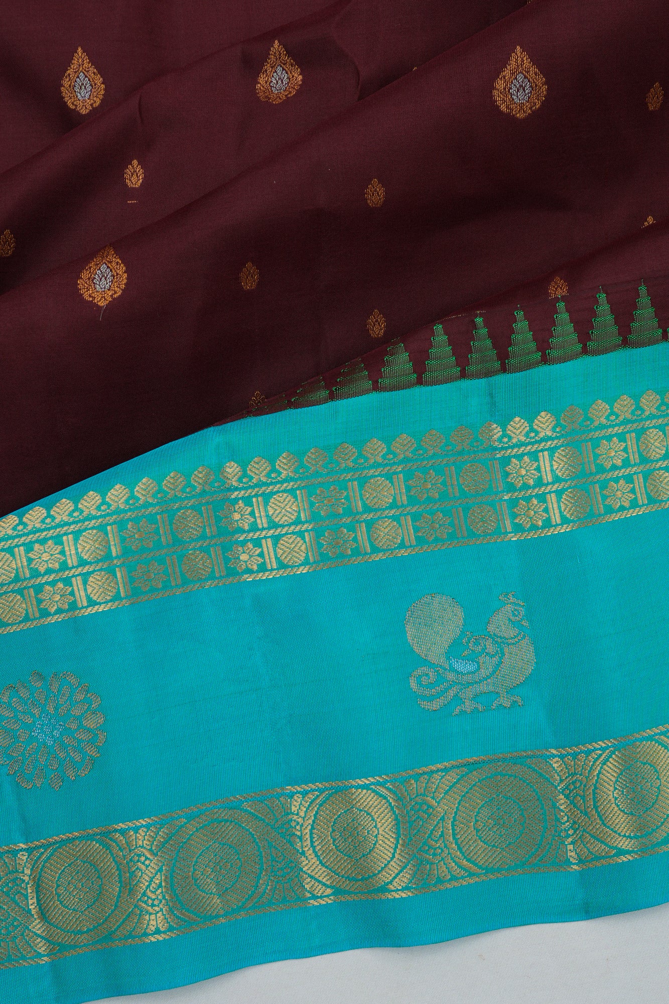 Gadwal Silk Brocade Maroon Saree