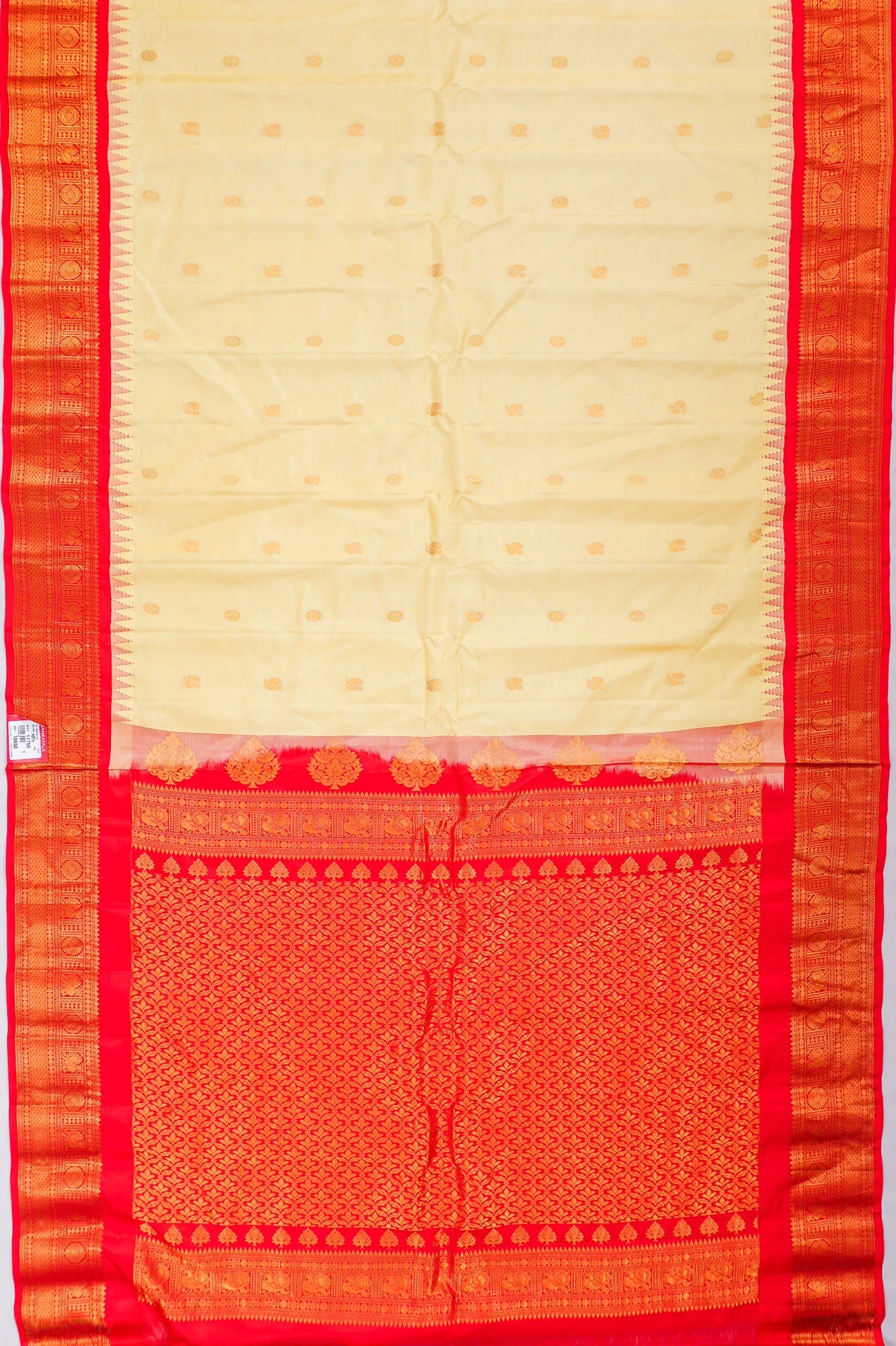Gadwal Silk Butta Cream Saree