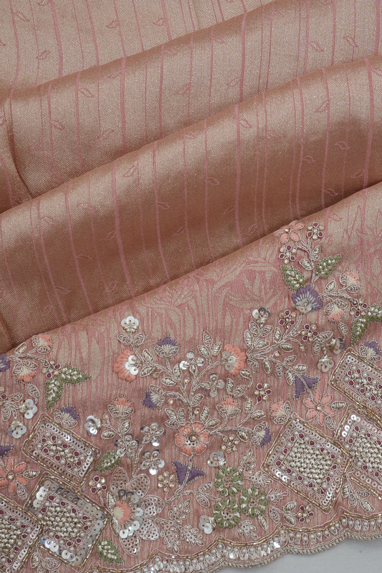 Banarasi Silk Brocade Pink Saree With Embroidery Border