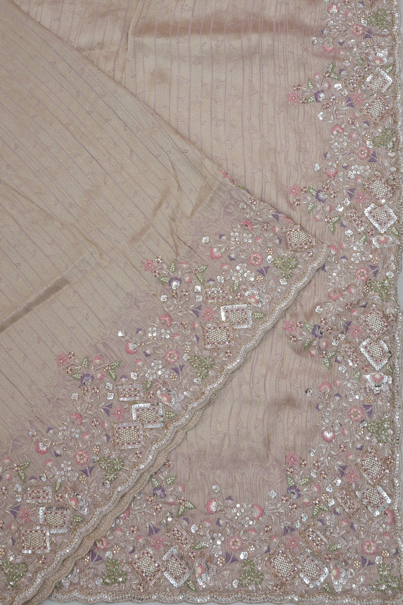 Banarasi Silk Brocade Biege Saree With Embroidery Border