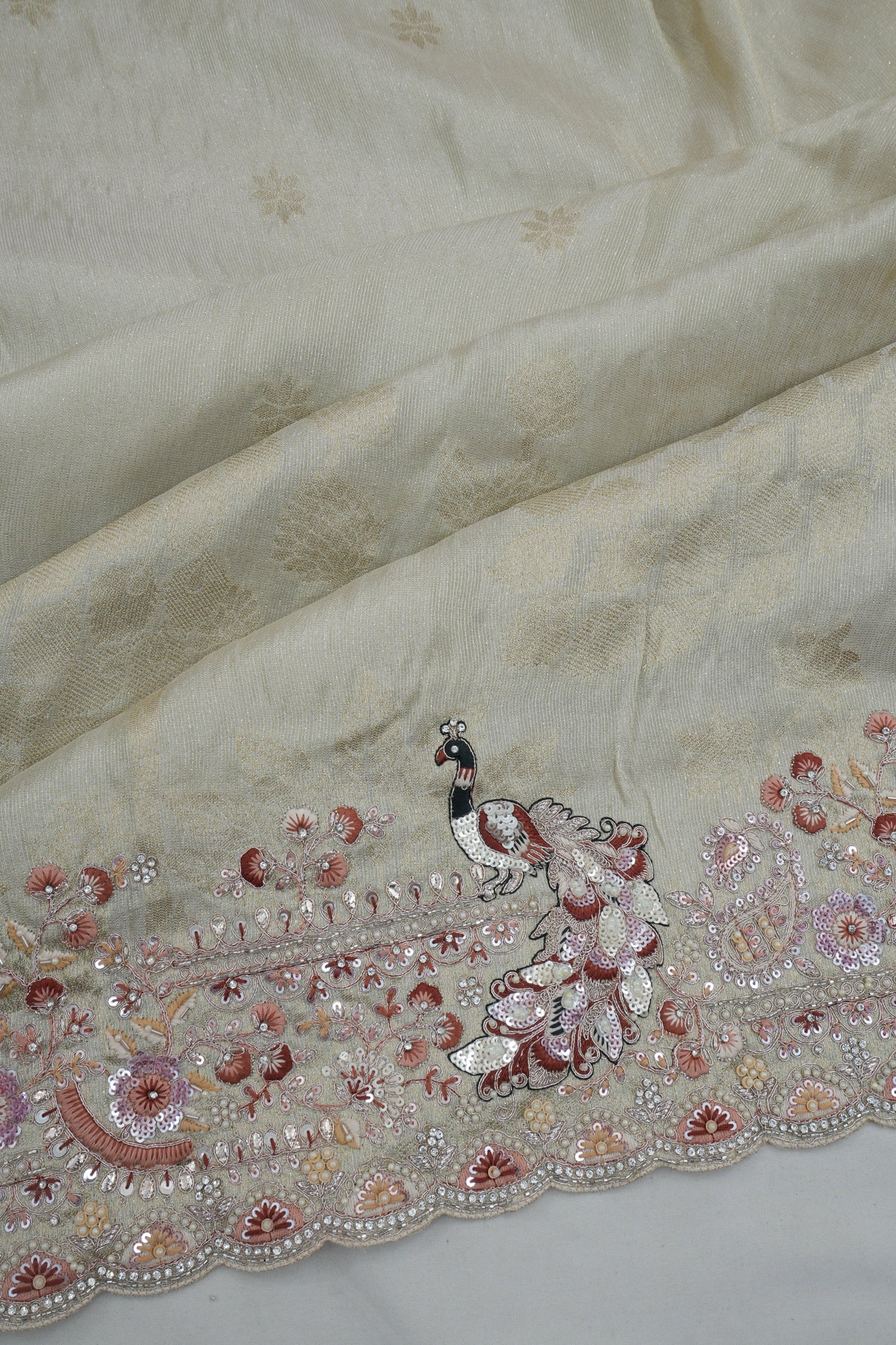 Banarasi Silk Brocade Green Saree With Embroidery Border