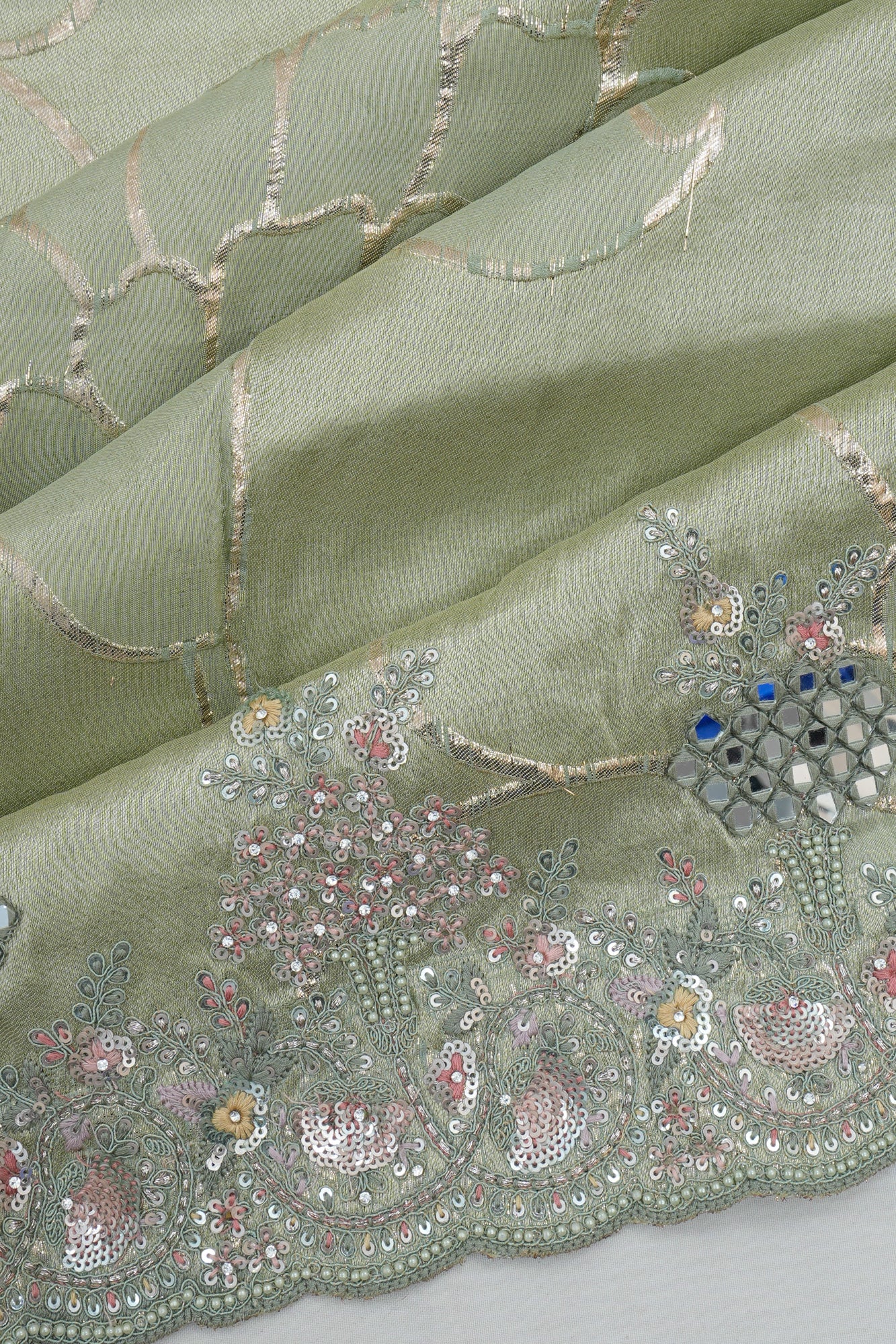 Banarasi Silk Brocade Green Saree With Embroidery Border