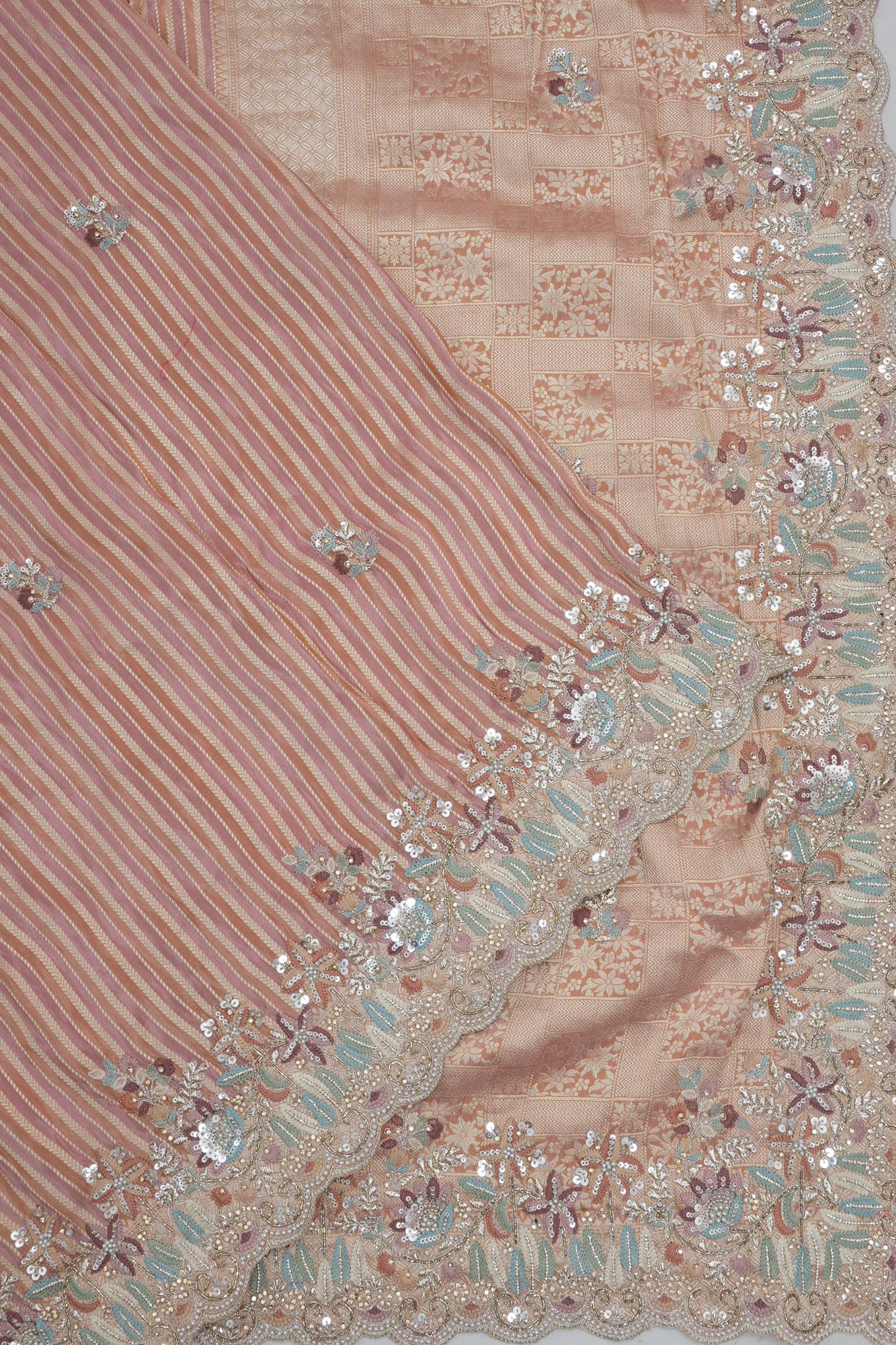 Banarasi Silk Brocade Pink Saree With Embroidery Border