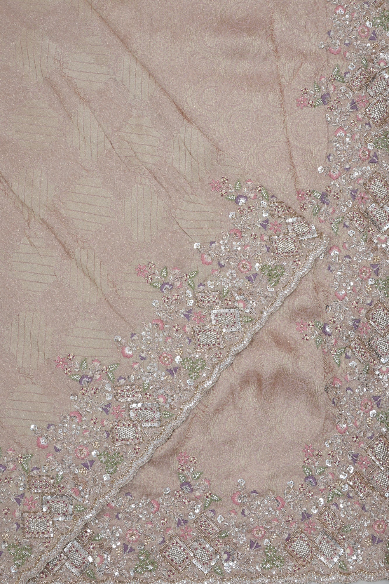 Banarasi Silk Brocade Pink Saree With Embroidery Border