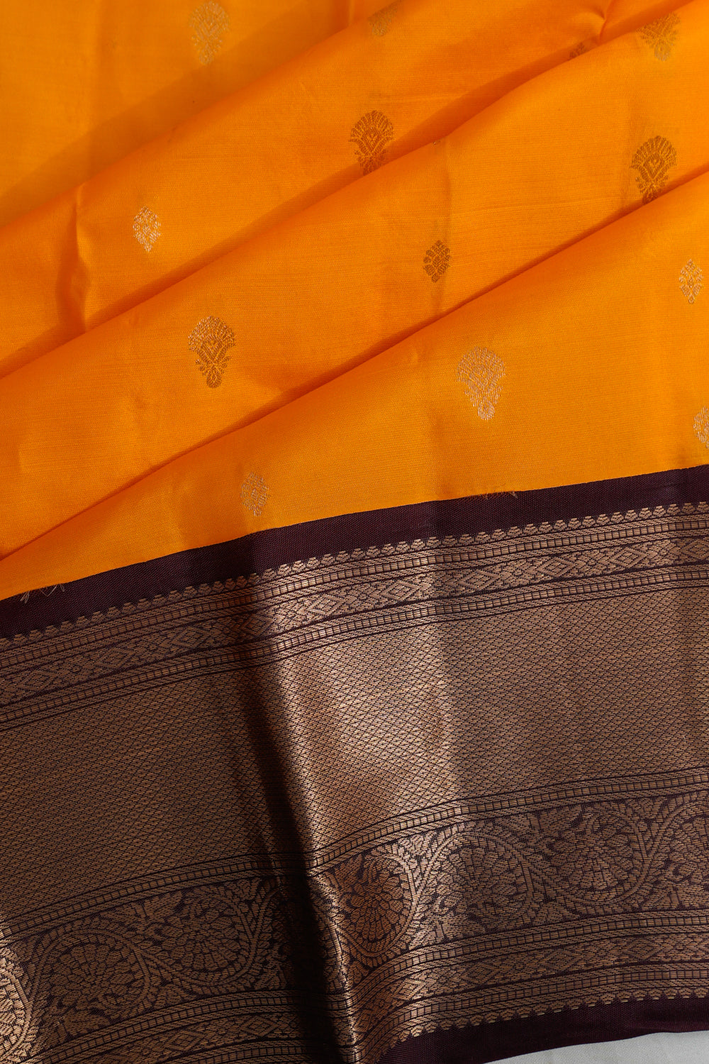 Dharmavaram Silk Butta Yellow Saree