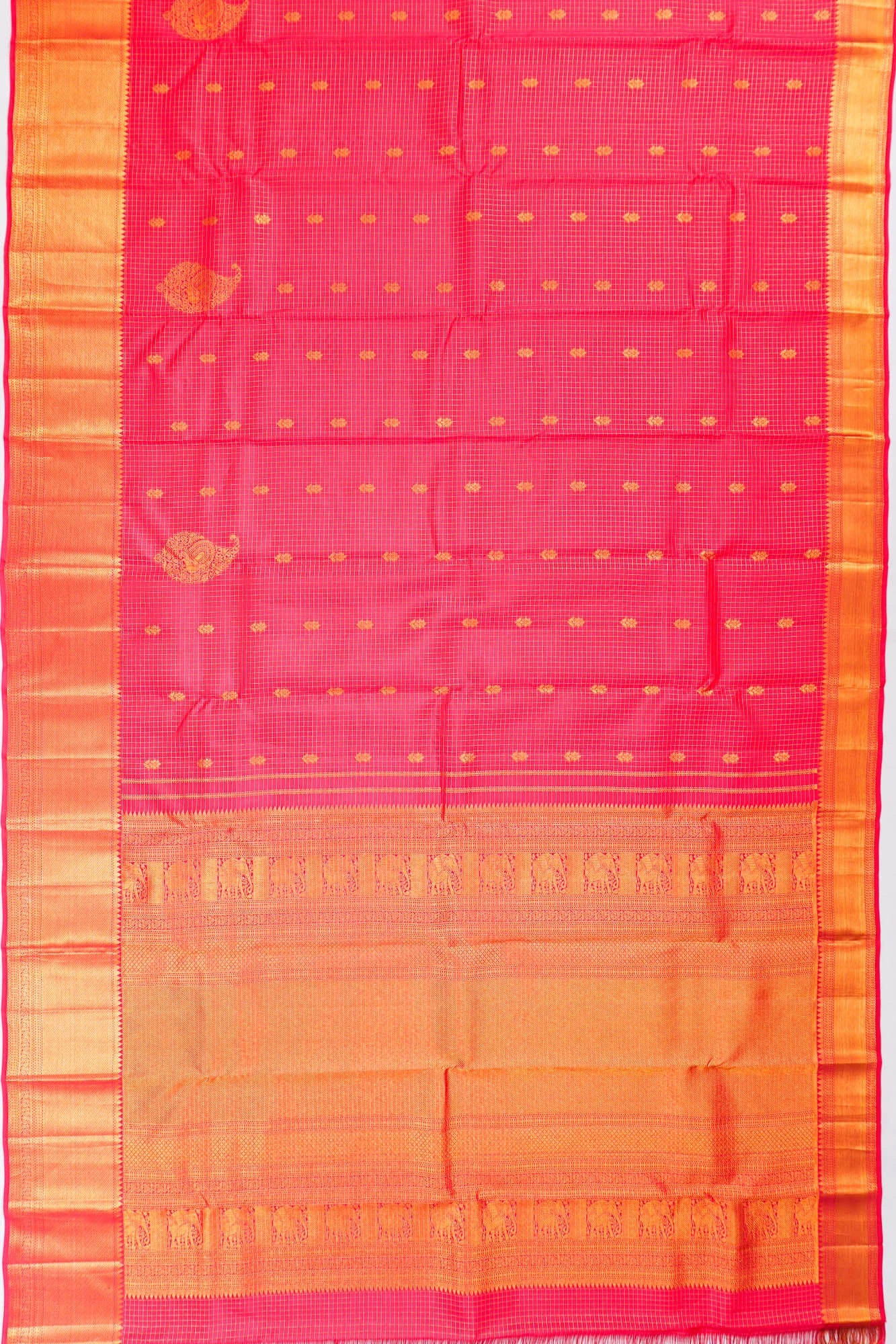 Taranga Kanchi Silk Checks And Butta Pink Saree