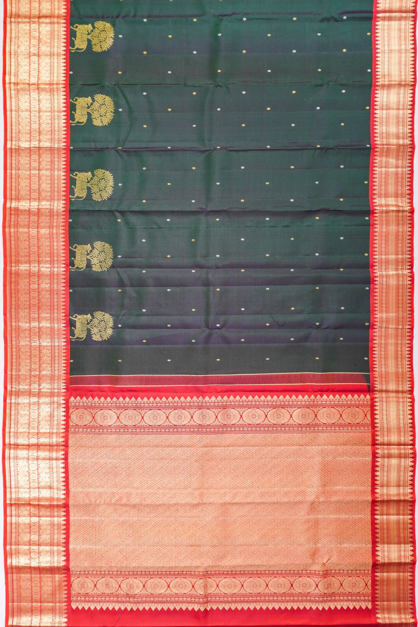 Taranga Kanchi Silk Butta Green Saree