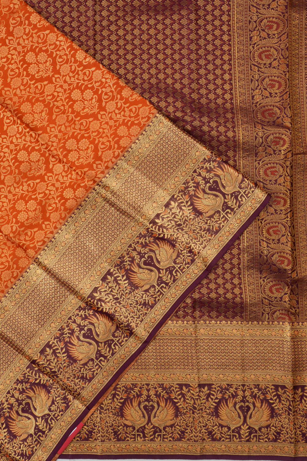 Taranga Kanchi Silk Brocade Orange Saree