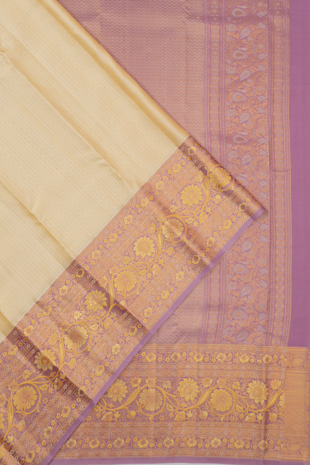 Taranga Kanchi Silk Brocade Cream Saree