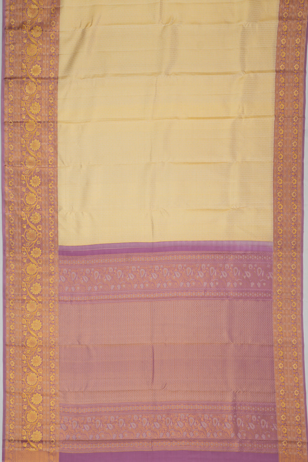 Taranga Kanchi Silk Brocade Cream Saree