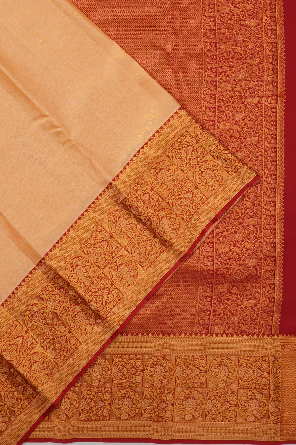 Taranga Kanchi Silk Brocade Peach Saree