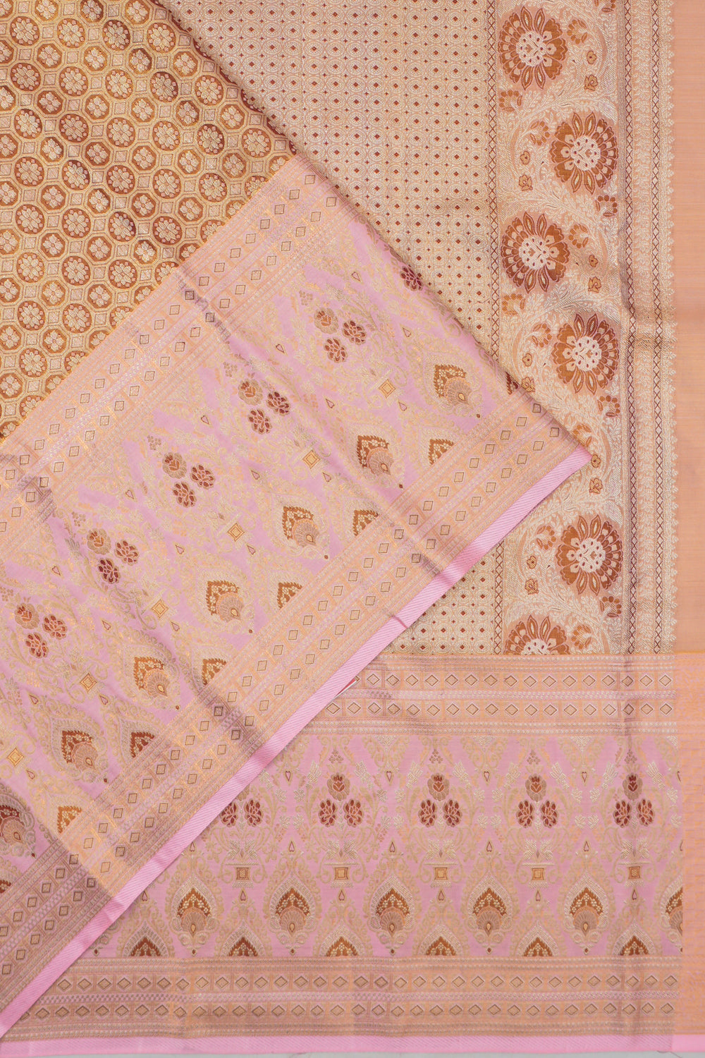Taranga Kanchi Silk Tissue Brocade Brown Saree