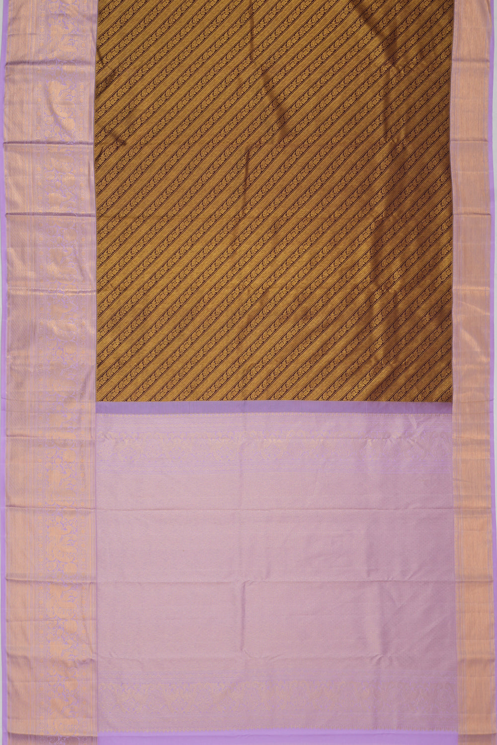 Dharmavaram Silk Brocade Brown Saree