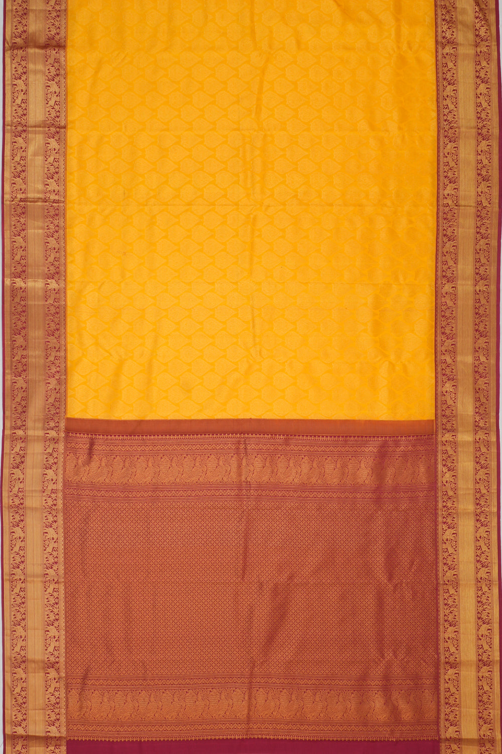 Dharmavaram Silk Brocade Yellow Saree