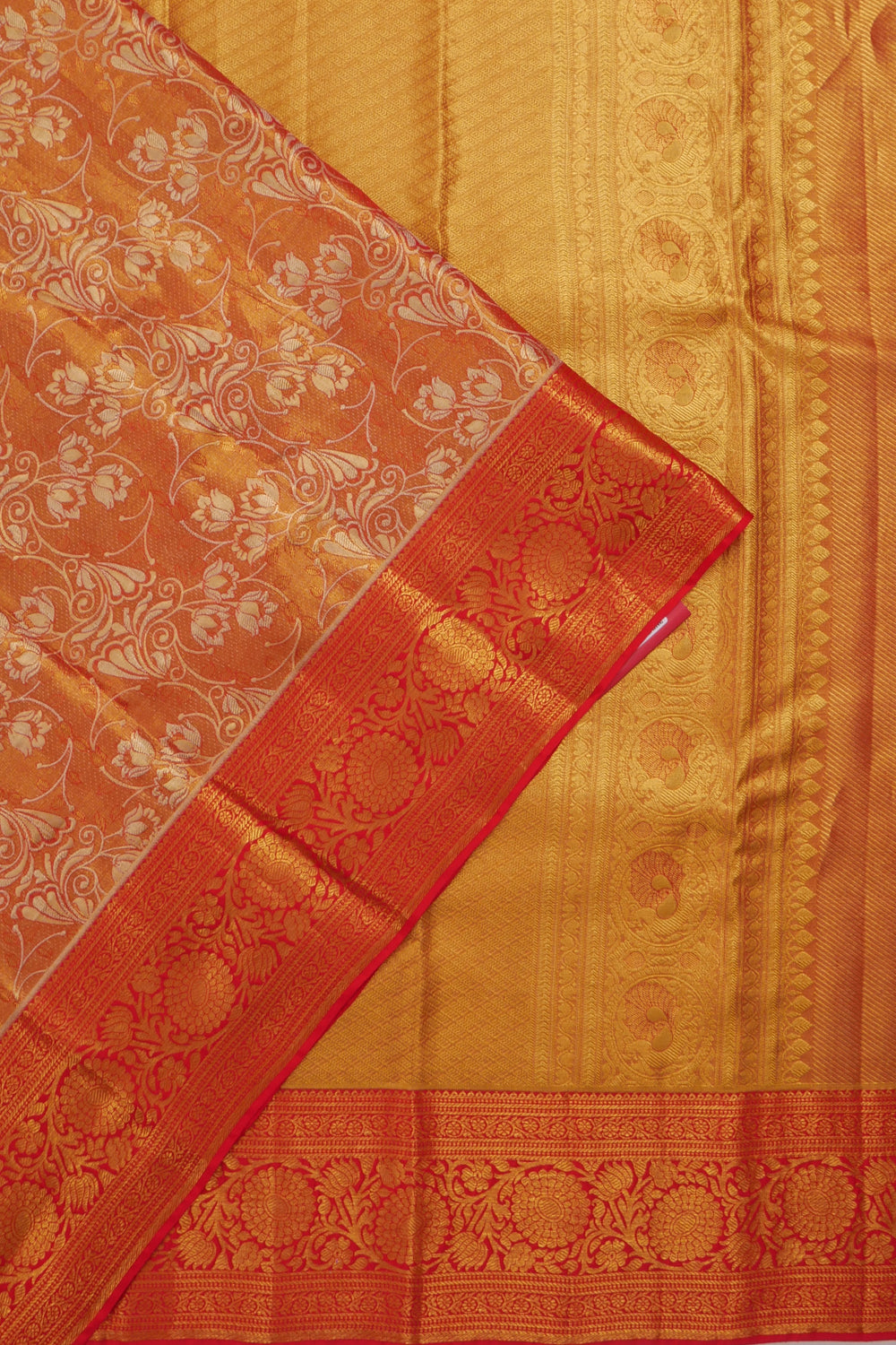 Dharmavaram Silk Tissue Brocade Red Saree