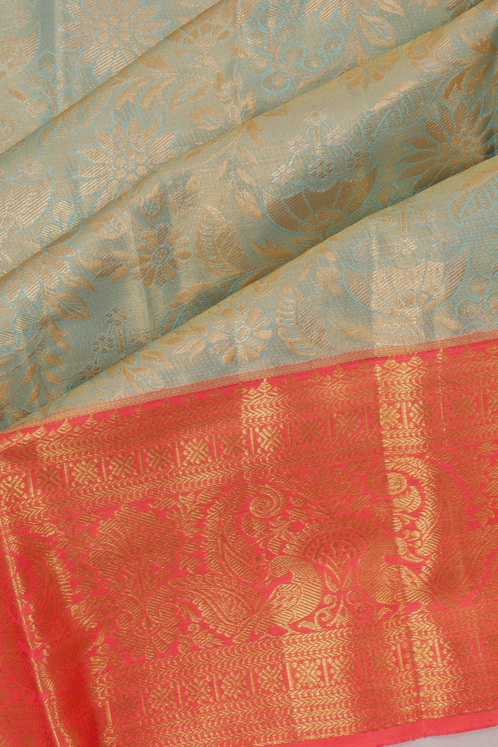 Dharmavaram Silk Tissue Brocade Blue Saree
