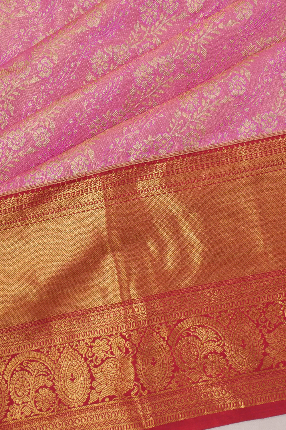Dharmavaram Silk Tissue Brocade Pink Saree