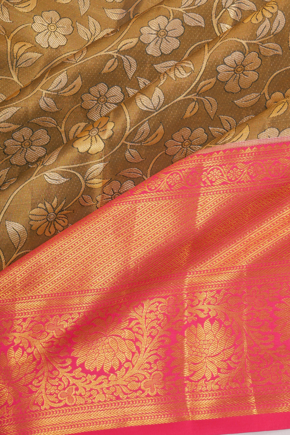 Dharmavaram Silk Tissue Brocade Gold Saree