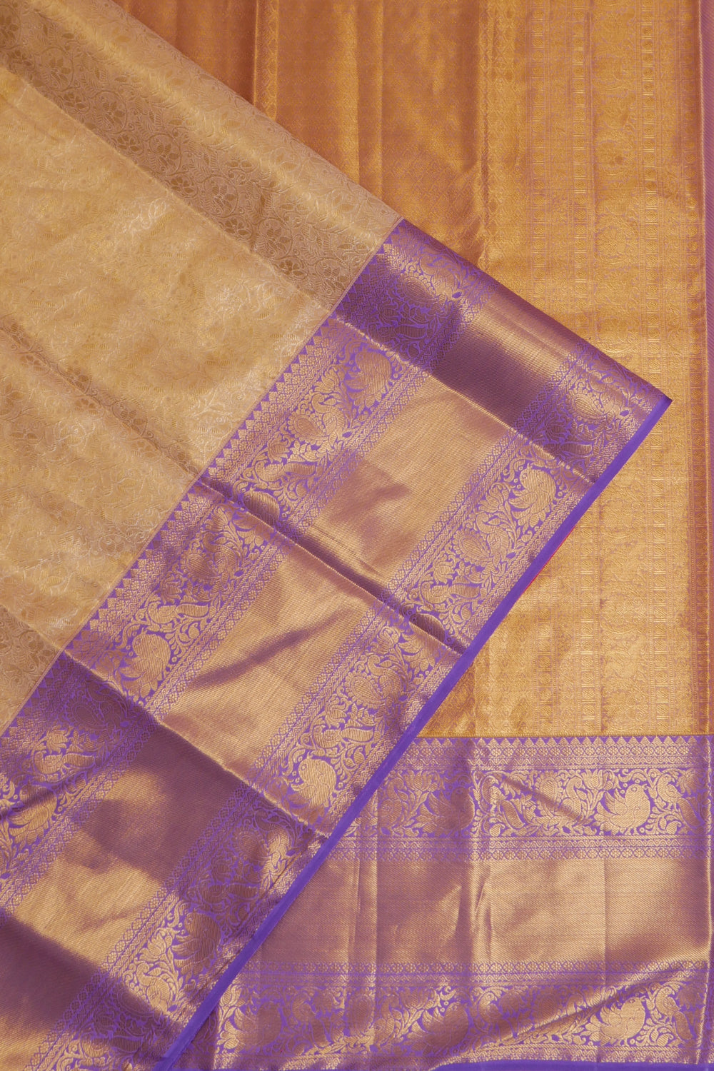 Dharmavaram Silk Tissue Brocade Gold Saree