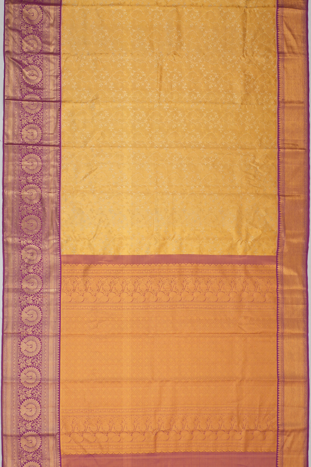 Taranga Kanchi Silk Brocade Yellow Saree