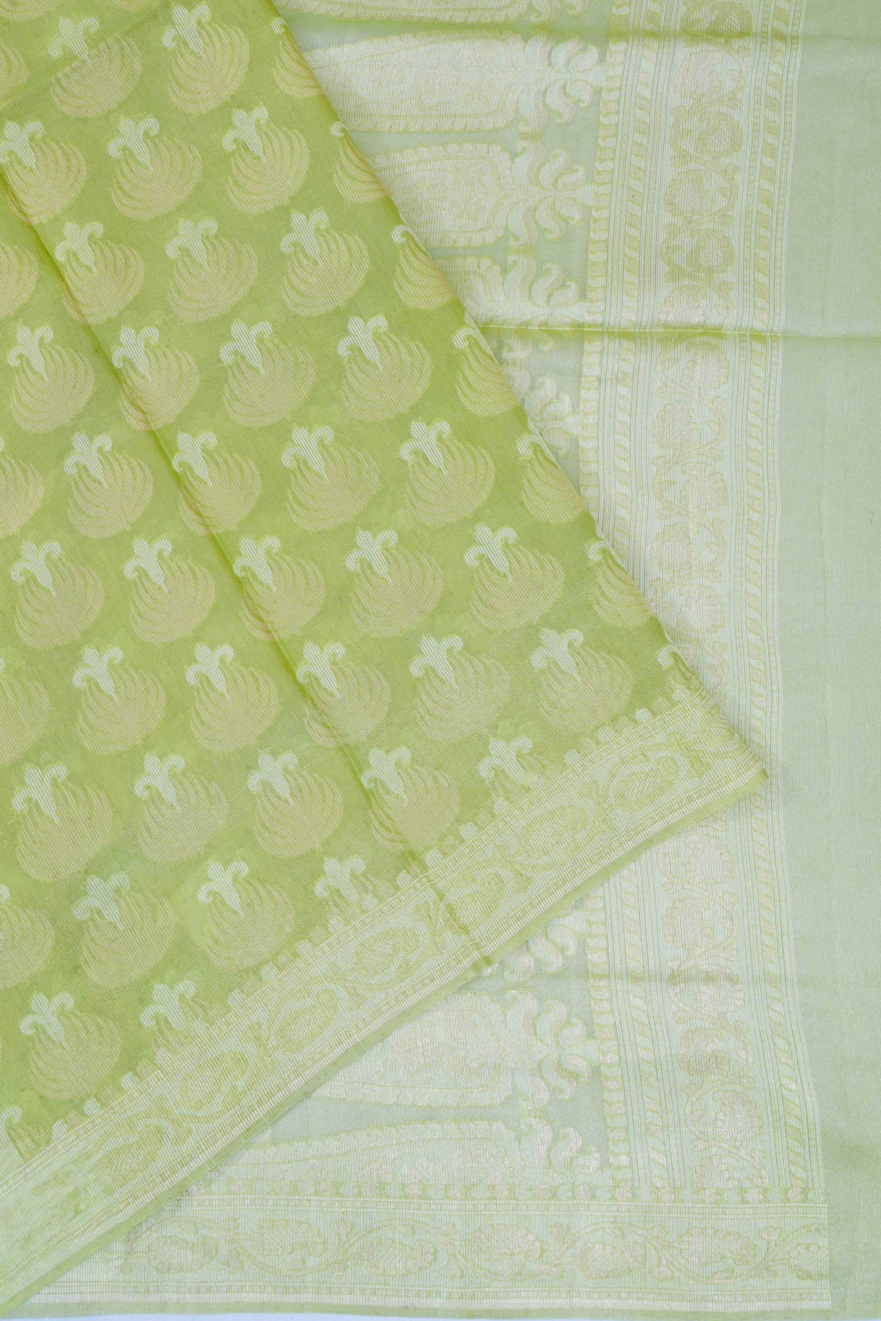 Vaanya Banaras Georgette Brocade Green Saree