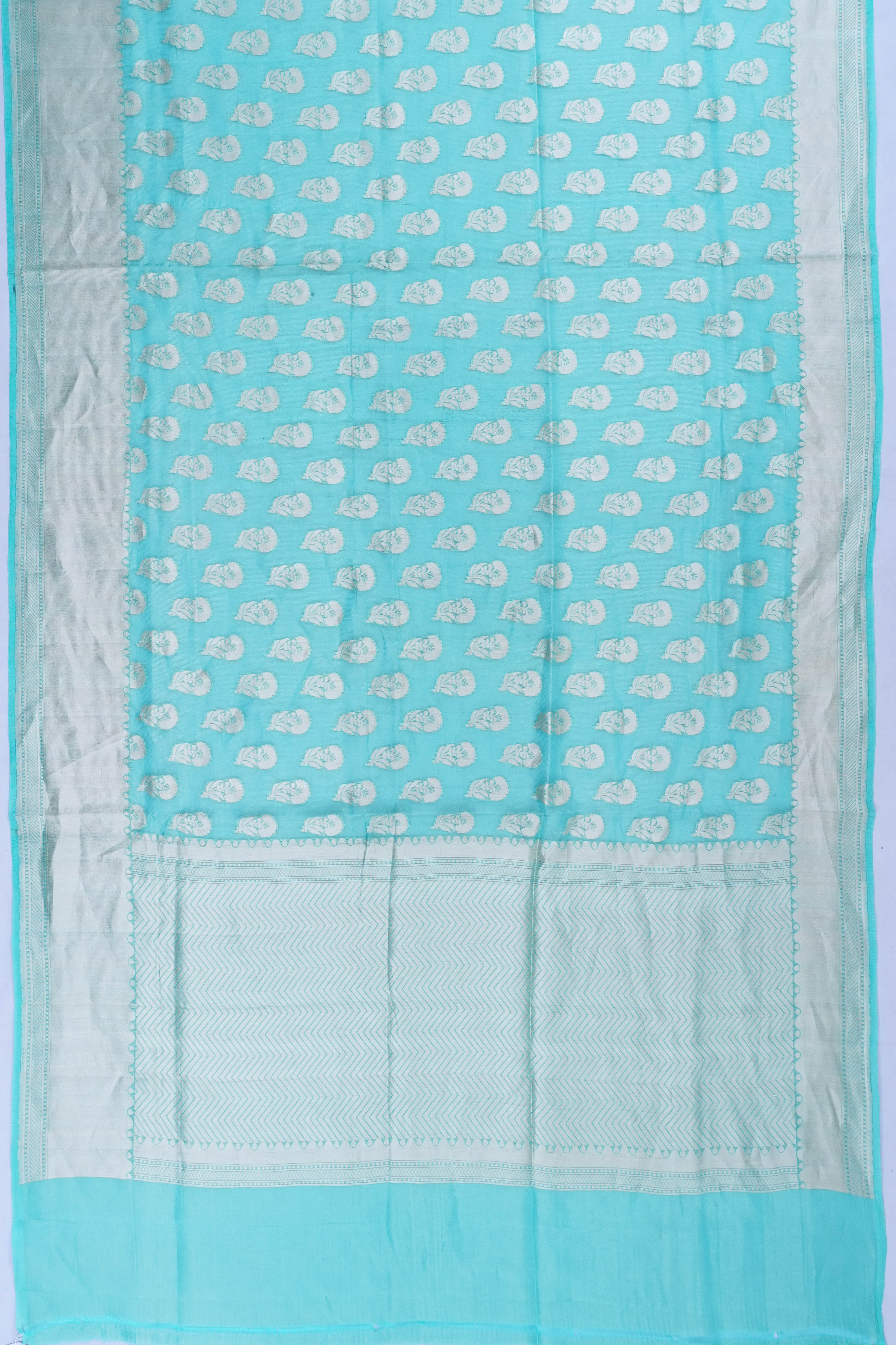 Vaanya Banaras Georgette Brocade Sea Blue Saree