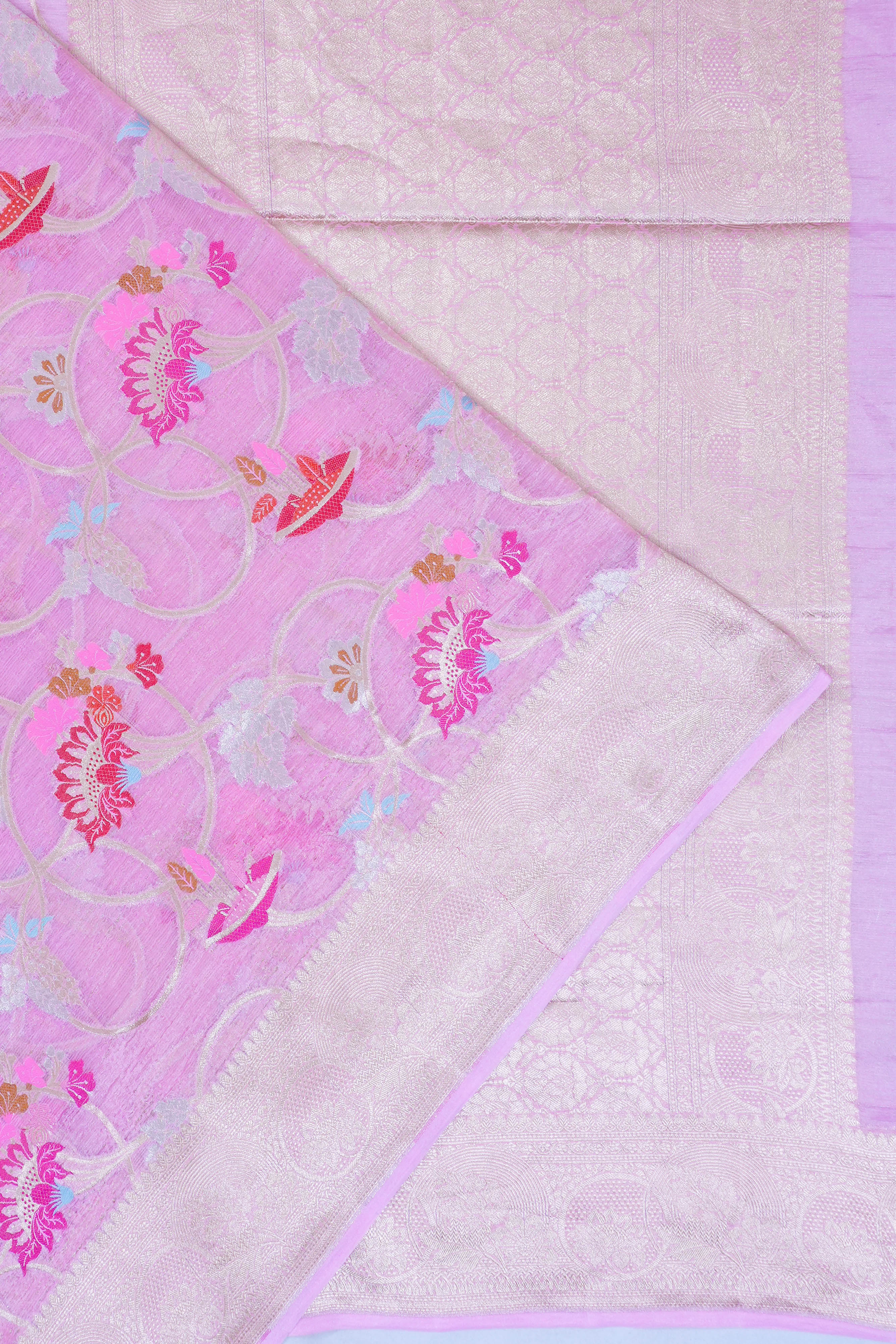 Vaanya Banaras Georgette Jaal Baby Pink Saree