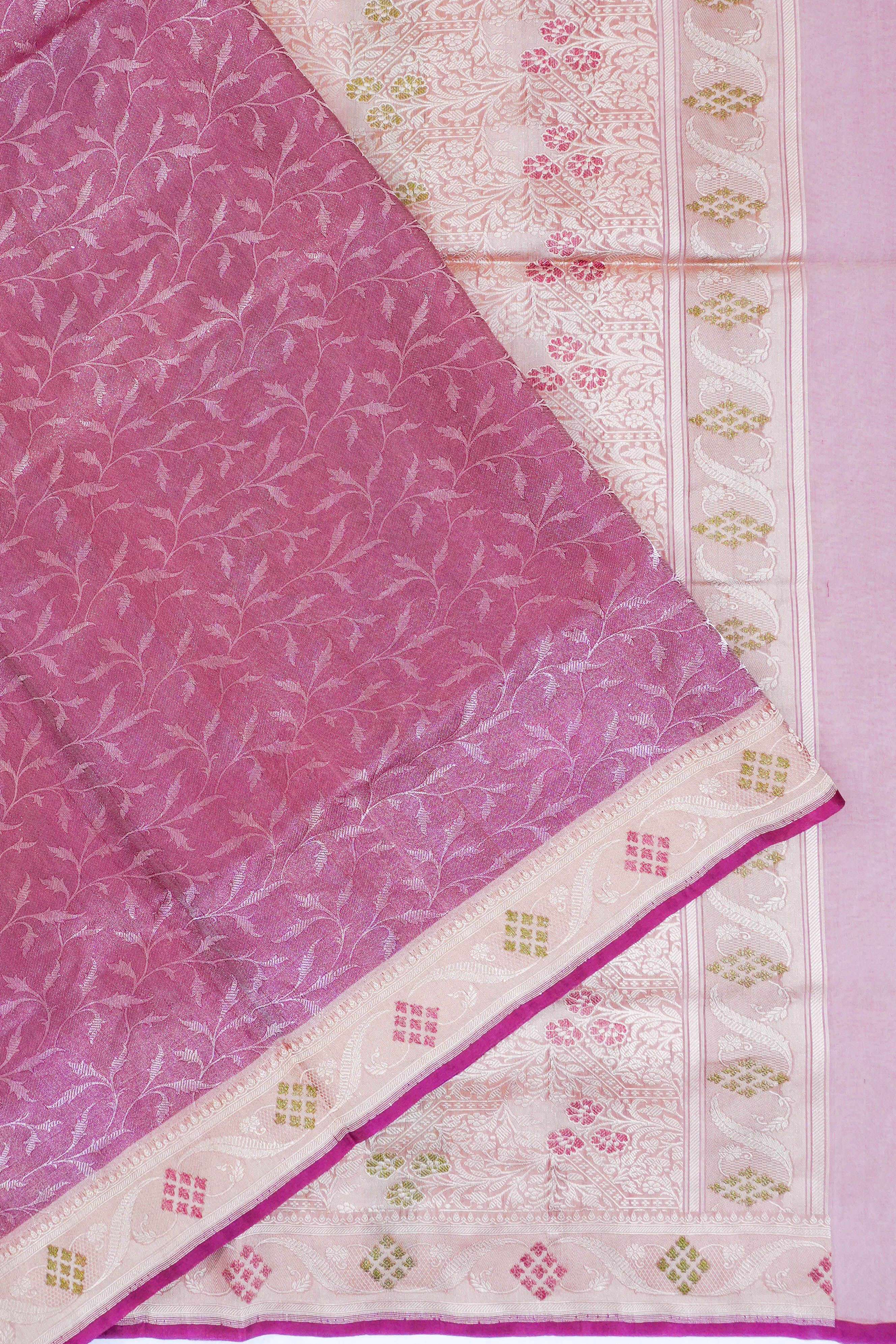 Vaanya Banaras Silk Tissue Jaal Pink