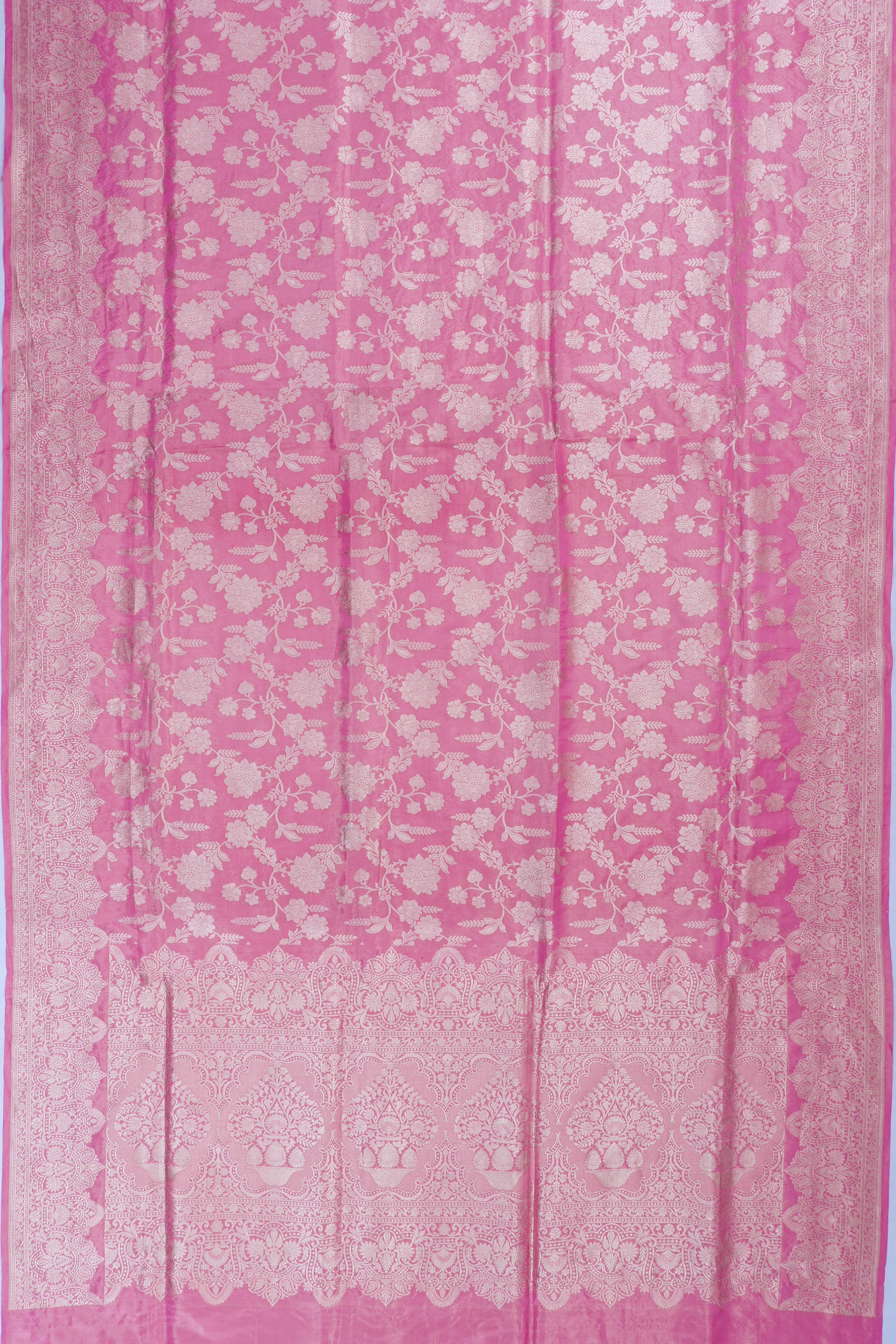Vaanya Banaras Silk Tissue Jaal Pink Saree