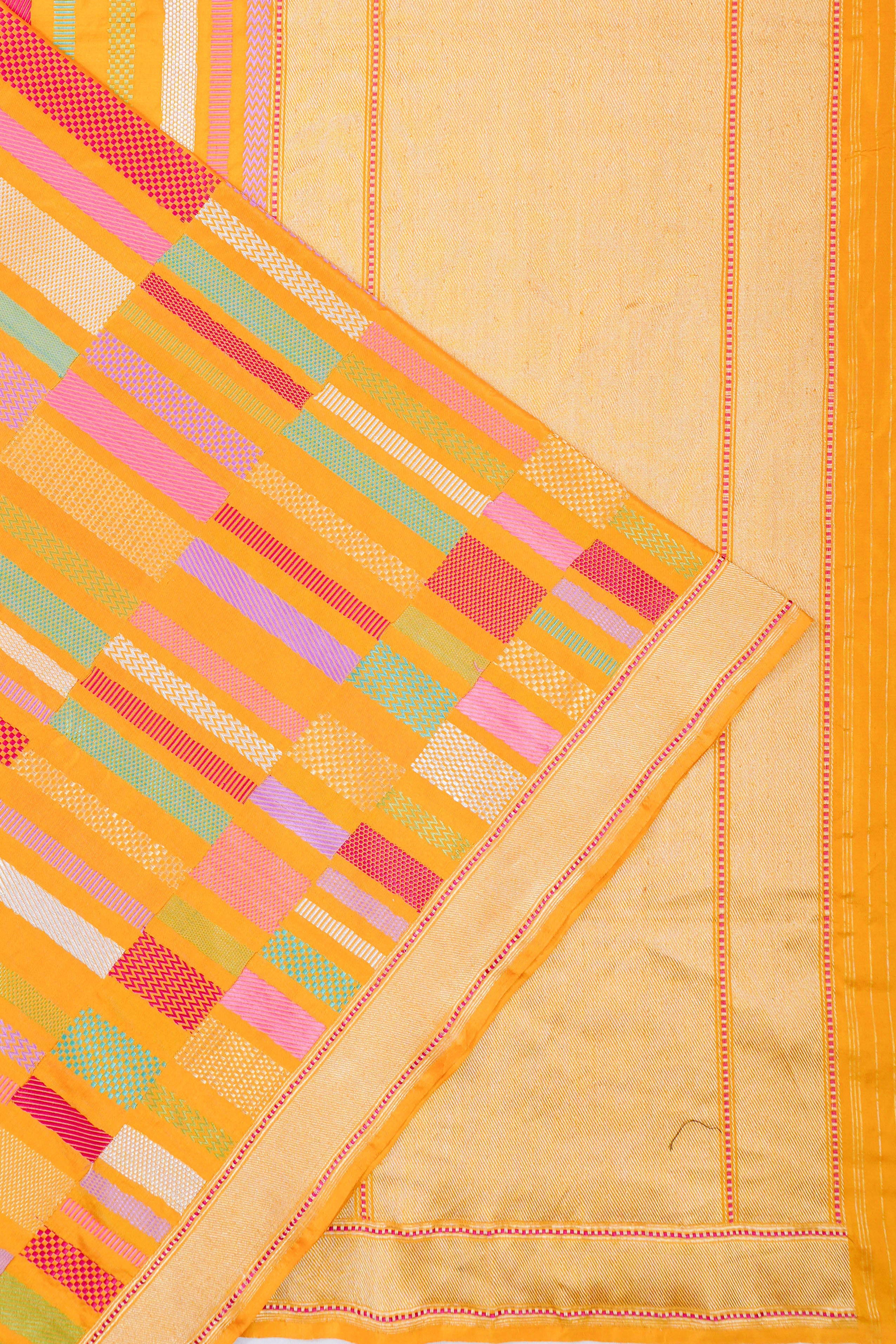 Banarasi Silk Kadwa Mustard Yellow Saree