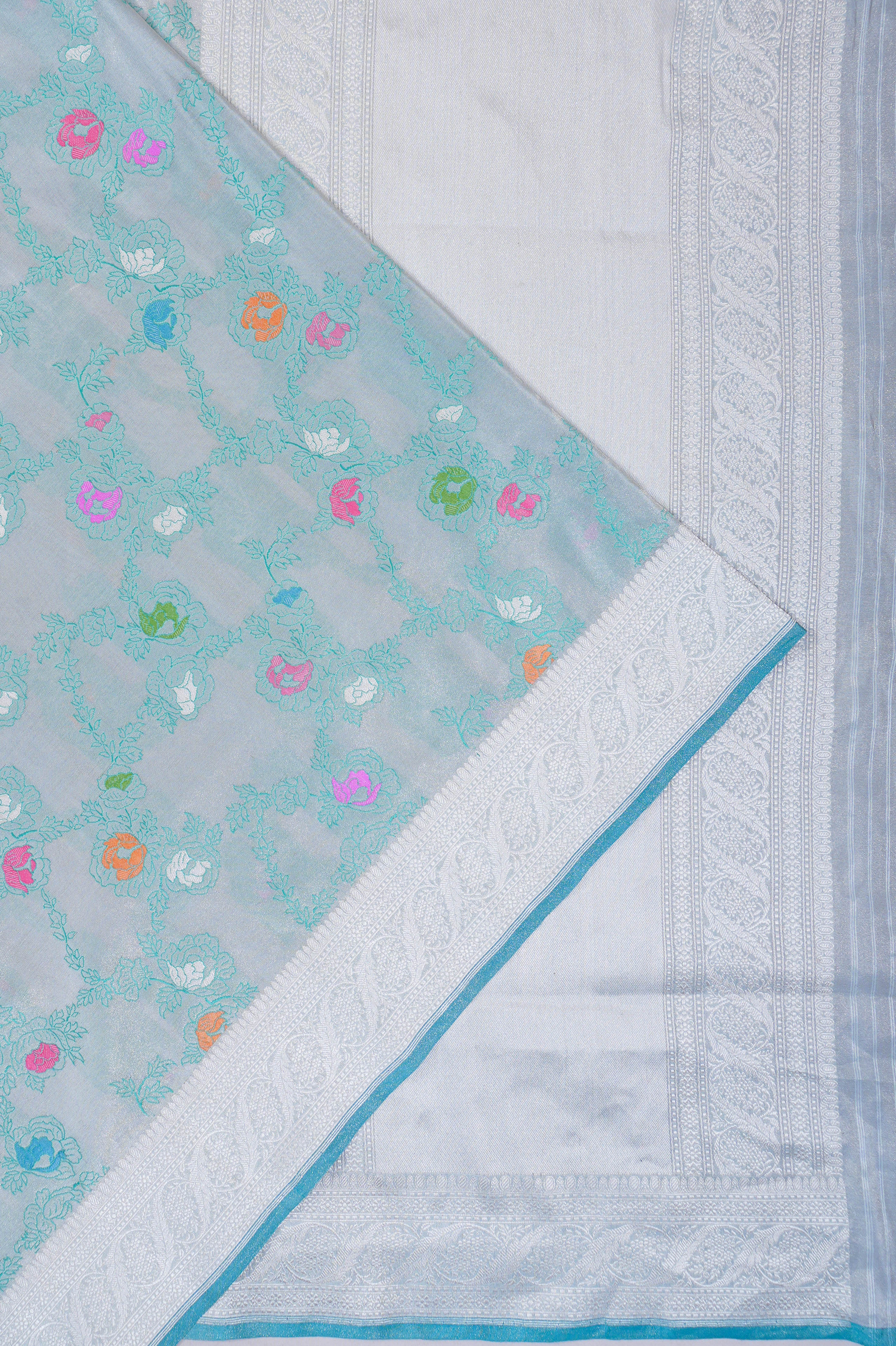 Banarasi Silk Tissue Kadwa Jaal Blue Saree