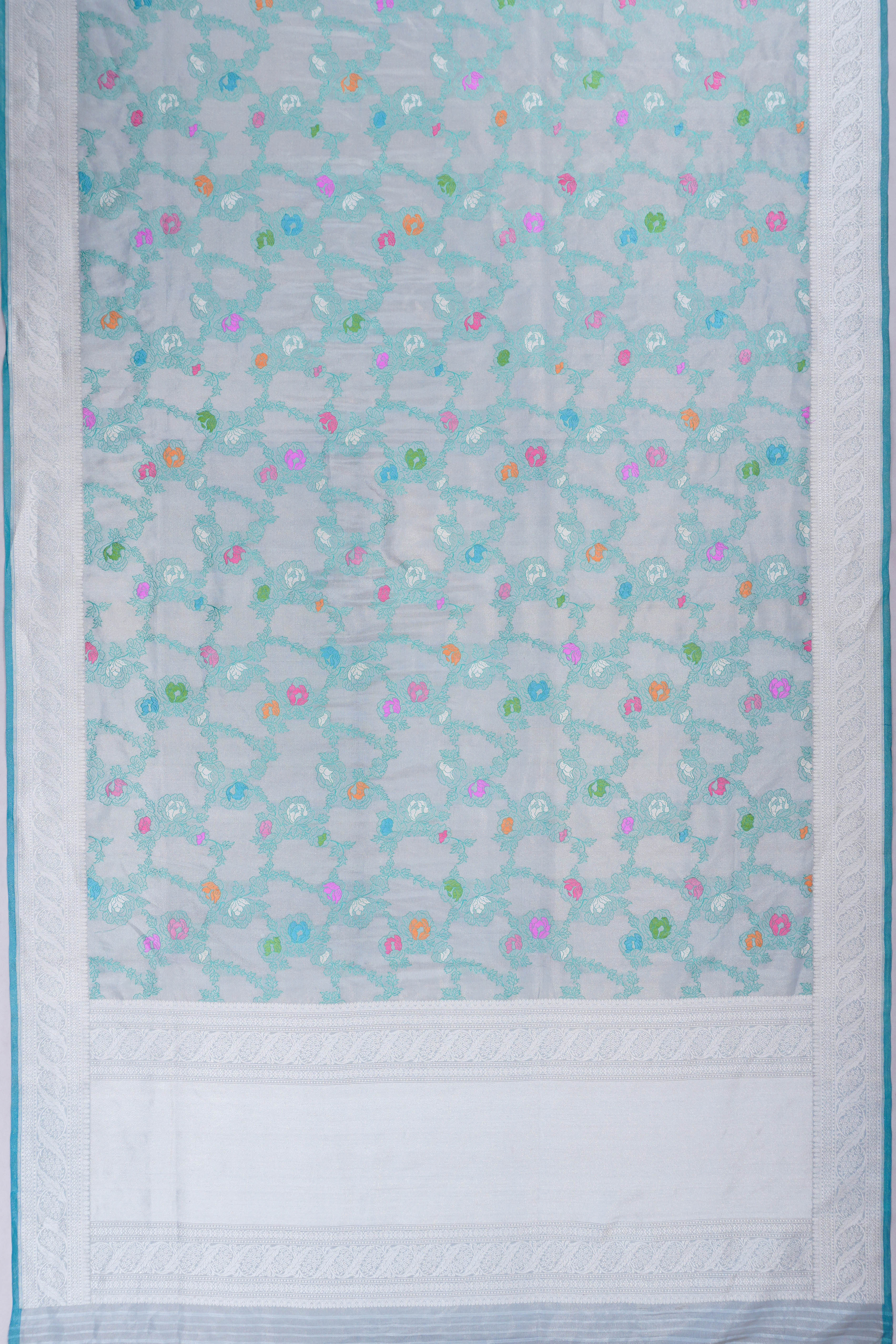 Banarasi Silk Tissue Kadwa Jaal Blue Saree