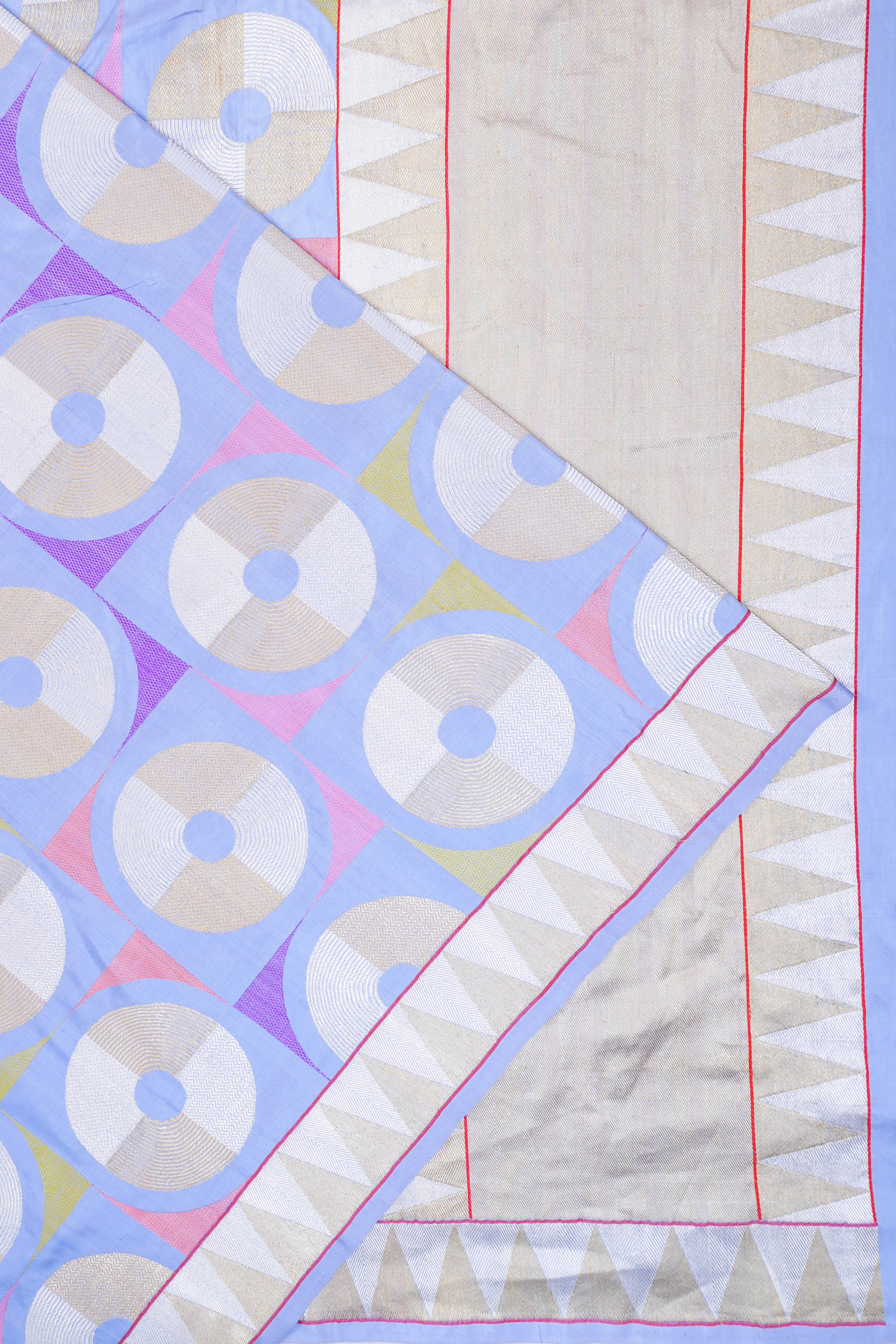Banarasi Silk Kadwa Pastel Blue Saree