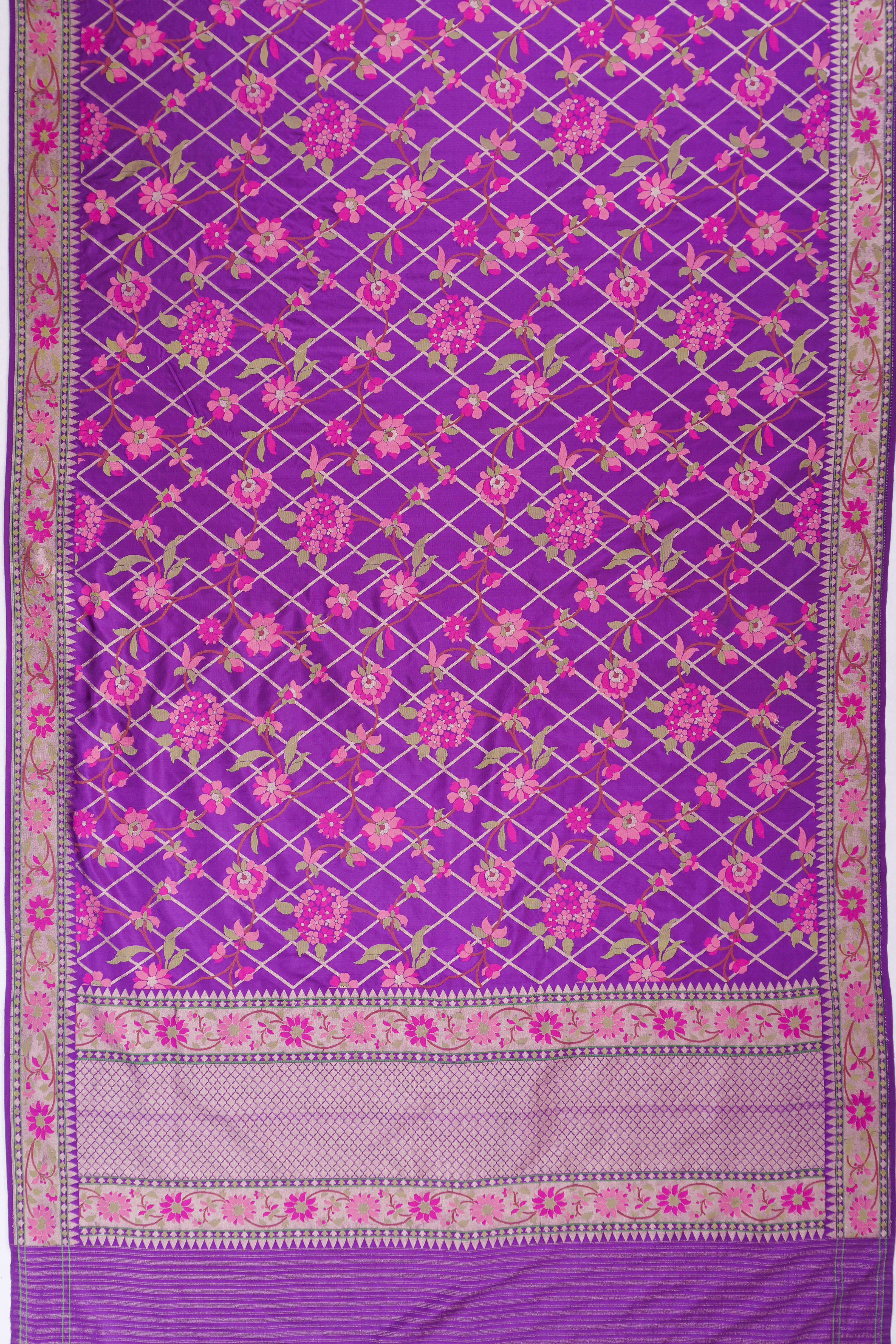 Banarasi Silk Brocade Violet Saree