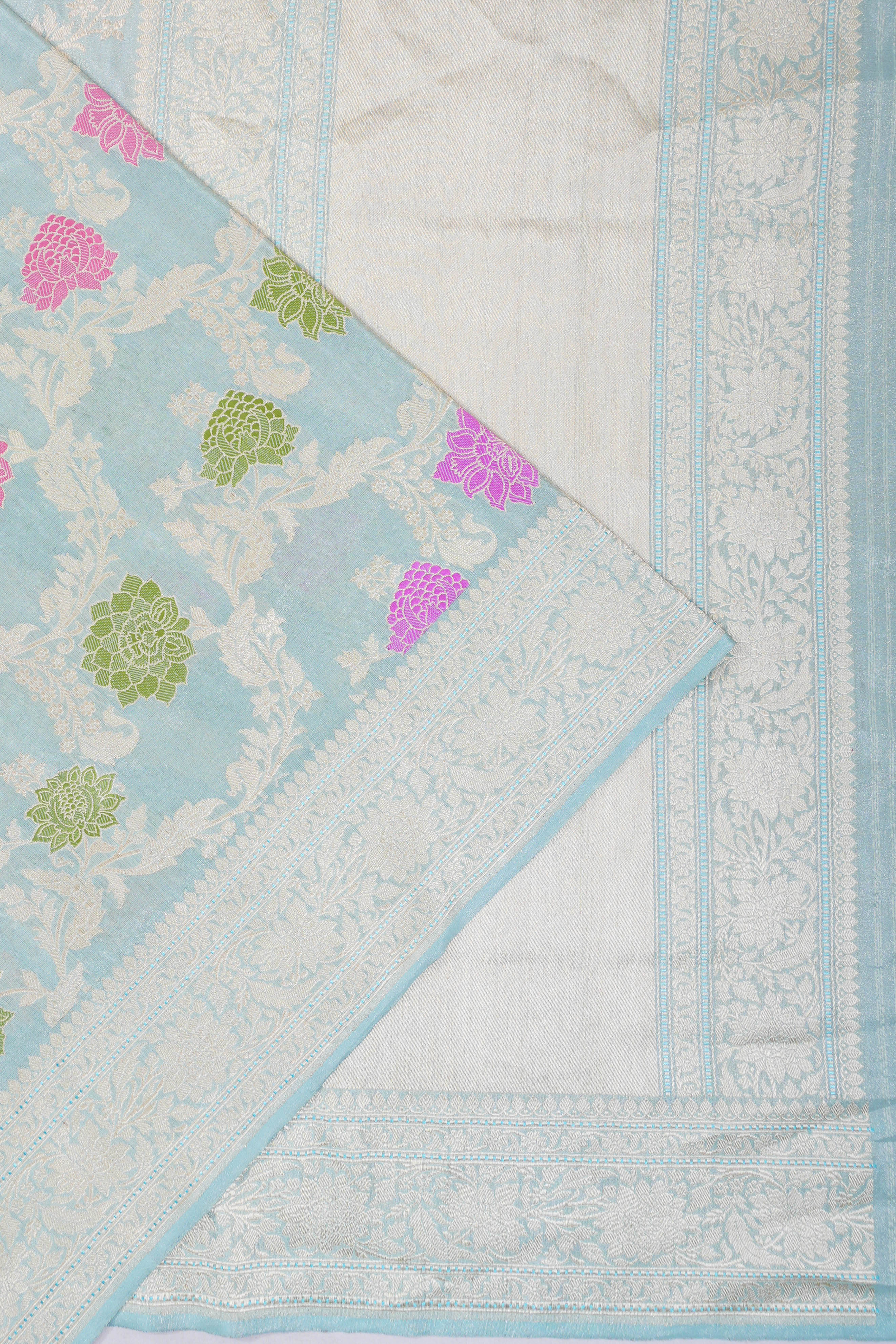 Banarasi Silk Tissue Jaal Seal Blue Saree