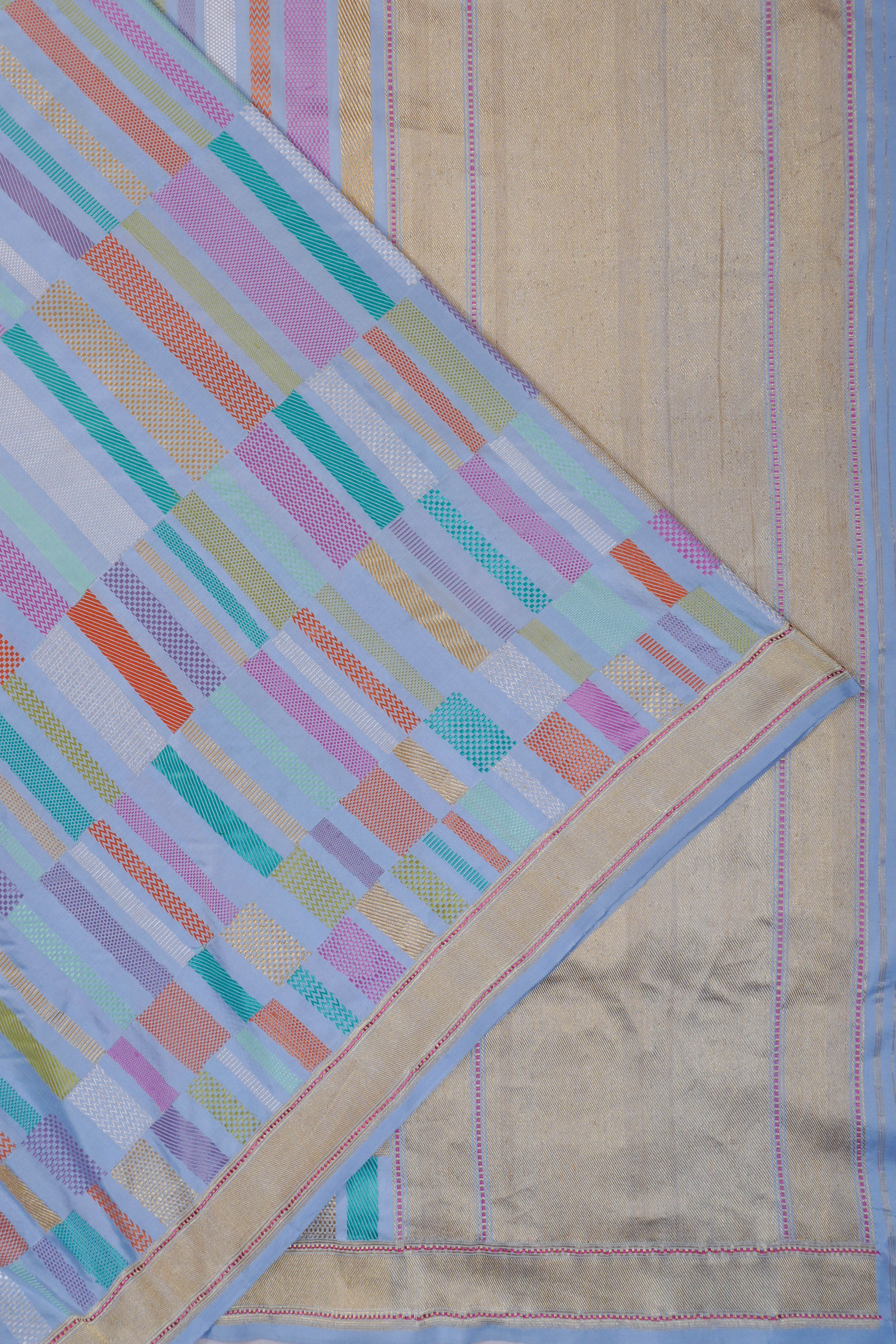 Banarasi Silk Brocade Pastel Blue Saree