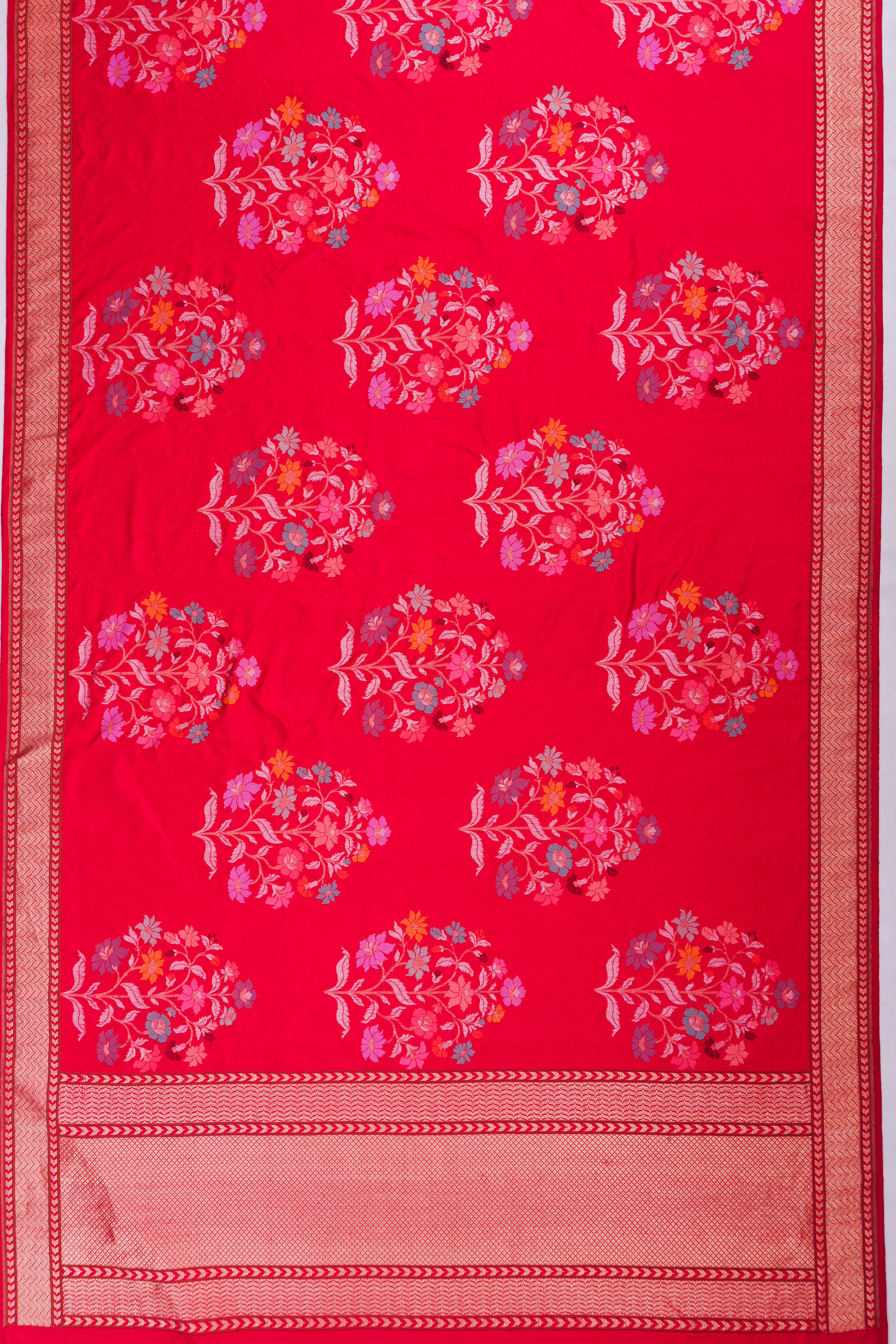 Banarasi Silk Jamdani Butta Red Saree
