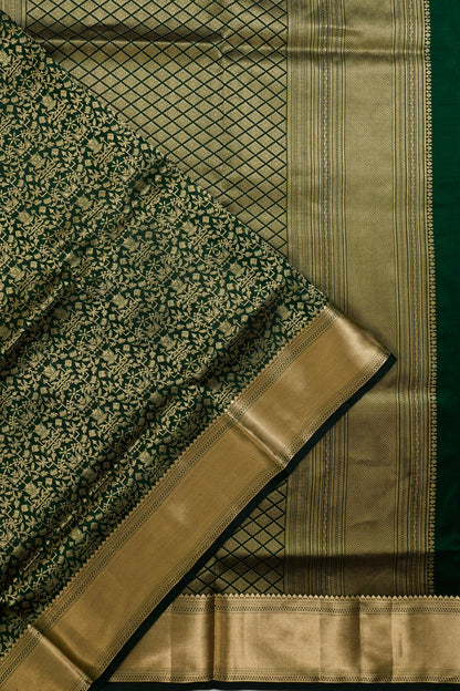 Taranga Kanchi Silk Brocade Bottle Green Saree