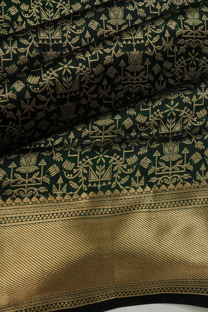 Taranga Kanchi Silk Brocade Bottle Green Saree