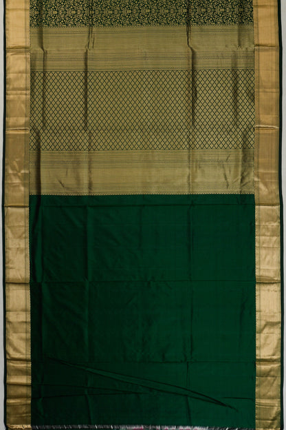 Taranga Kanchi Silk Brocade Bottle Green Saree
