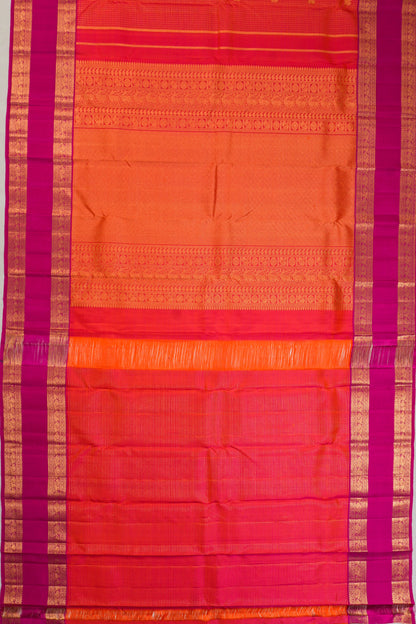 Venkatagiri Silk Checks And Butta Dual Tone Pink Saree With Rettai Pettu Border