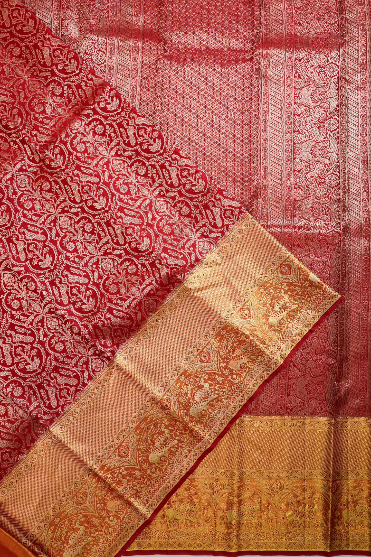 Taranga Kanchi Silk Brocade Red Saree