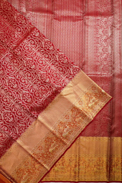 Taranga Kanchi Silk Brocade Red Saree