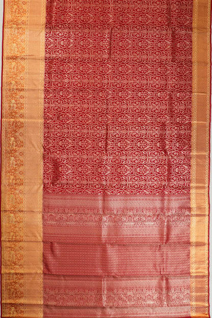 Taranga Kanchi Silk Brocade Red Saree
