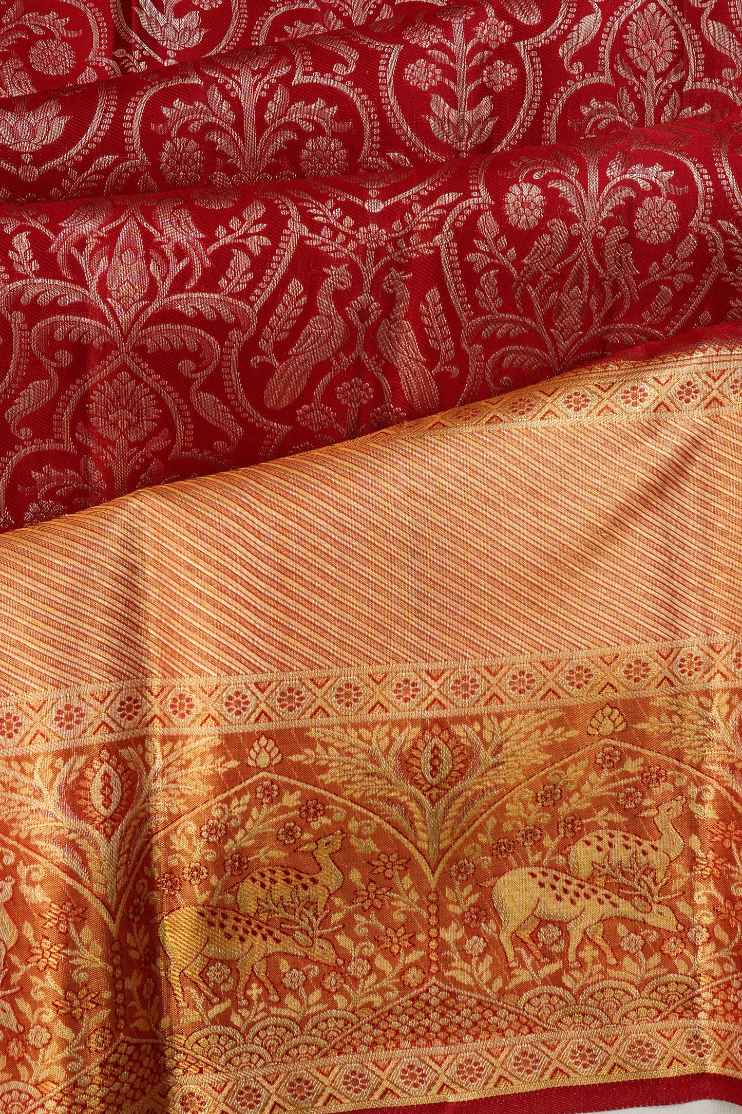Taranga Kanchi Silk Brocade Red Saree