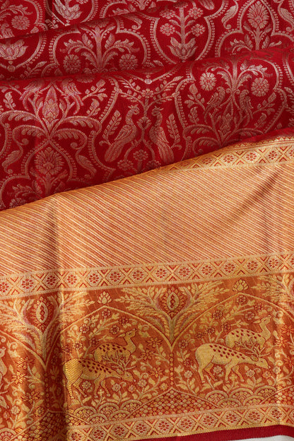 Taranga Kanchi Silk Brocade Red Saree