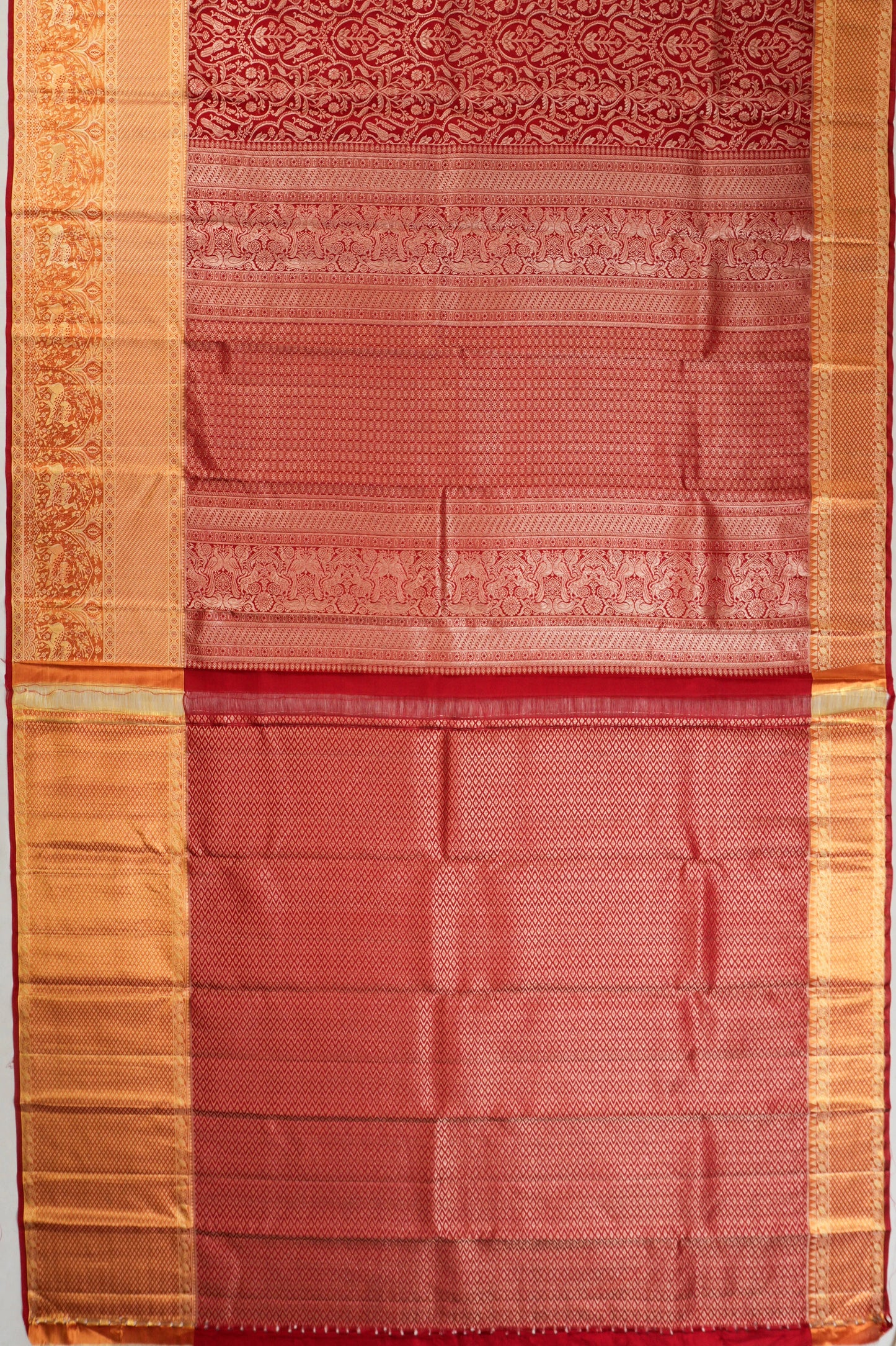 Taranga Kanchi Silk Brocade Red Saree