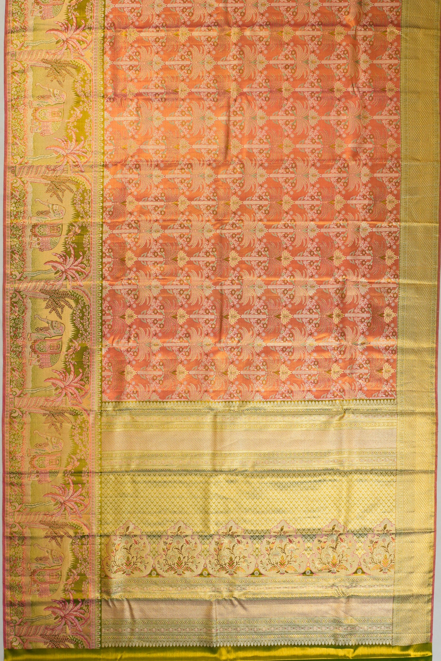 Taranga Kanchi Silk Tissue Brocade Orange Saree